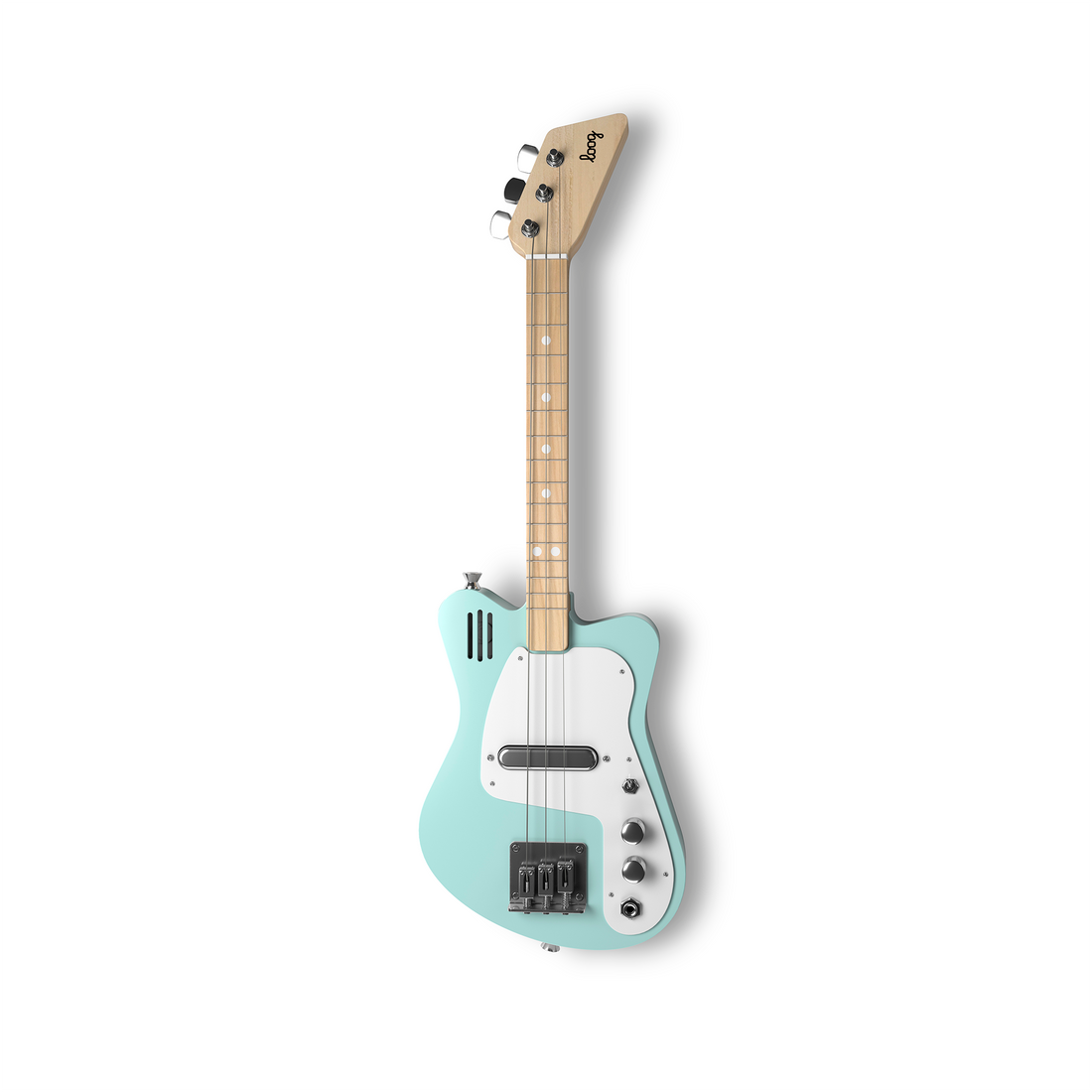 Loog Mini Electric with Built-In Amp Guitar Bundle with Bag, Strap and Stand (Includes FREE App, Flashcards & Chord Diagram)