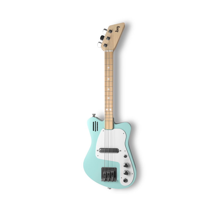 Loog Mini Electric with Built-In Amp Guitar Bundle with Bag, Strap and Wall Hanger (Includes FREE App, Flashcards & Chord Diagram)