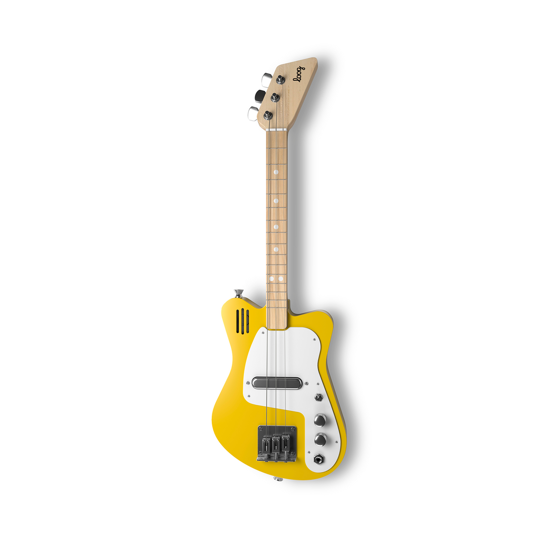 Loog Mini Electric with Built-In Amp Guitar Bundle with Bag, Strap and Stand (Includes FREE App, Flashcards & Chord Diagram)