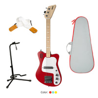 Loog Mini Electric with Built-In Amp Guitar Bundle with Bag, Strap and Stand (Includes FREE App, Flashcards & Chord Diagram)