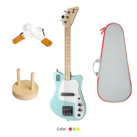 Loog Mini Electric with Built-In Amp Guitar Bundle with Bag, Strap and Wall Hanger (Includes FREE App, Flashcards & Chord Diagram)