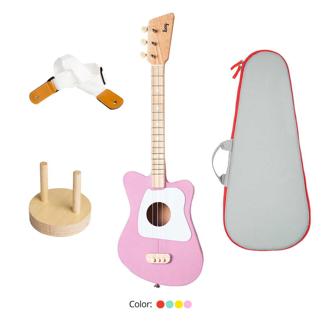 Loog Mini Guitar Bundle with Bag, Strap and Wall Hanger (Includes FREE App, Flashcards & Chord Diagram)