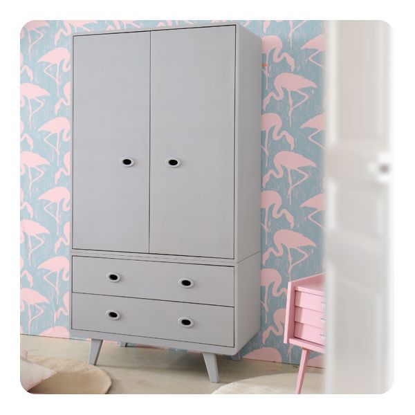 Laurette Armoire Toi & Moi Wardrobe Grey (Pre-Order; Est. Delivery in 3-4 Months)