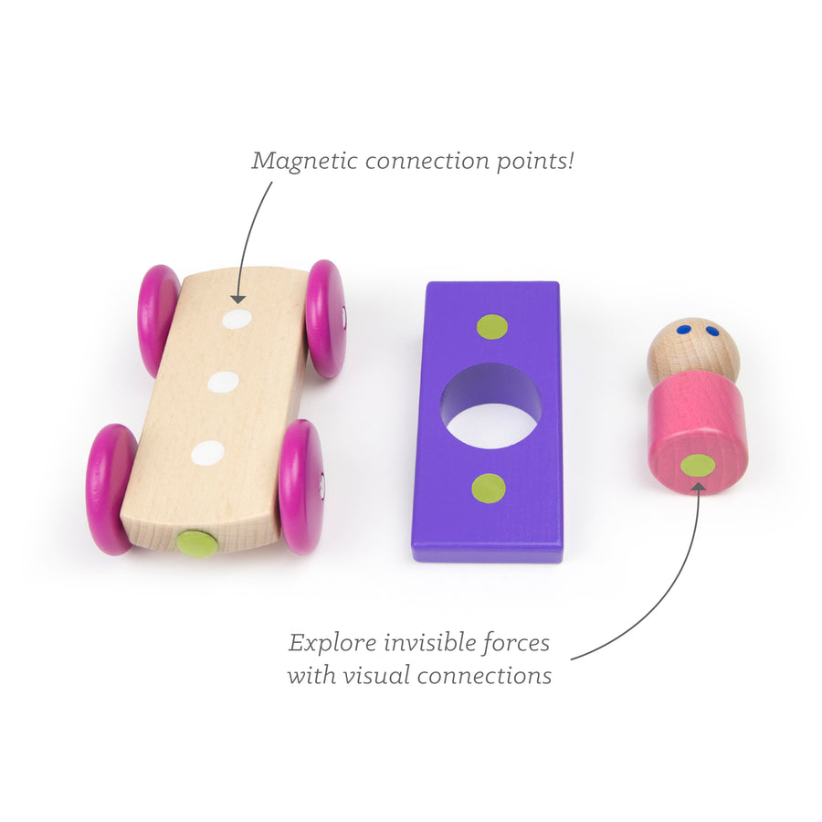 Tegu Magnetic Racers Purple Racers Wooden Blocks