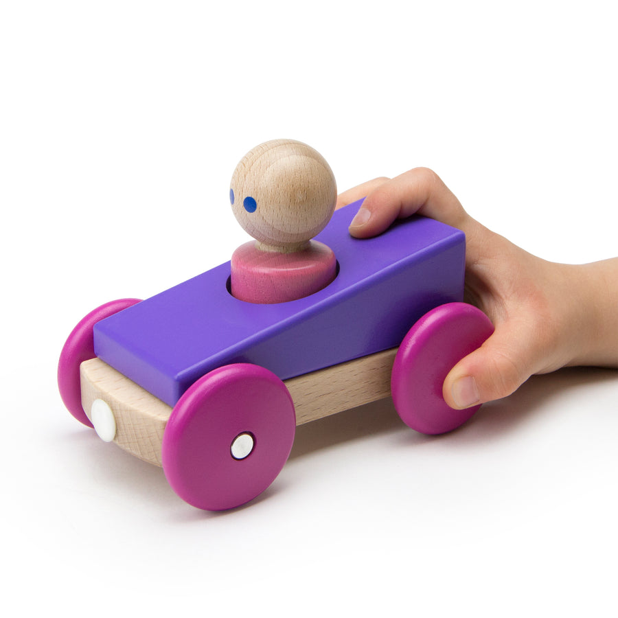 Tegu Magnetic Racers Purple Racers Wooden Blocks
