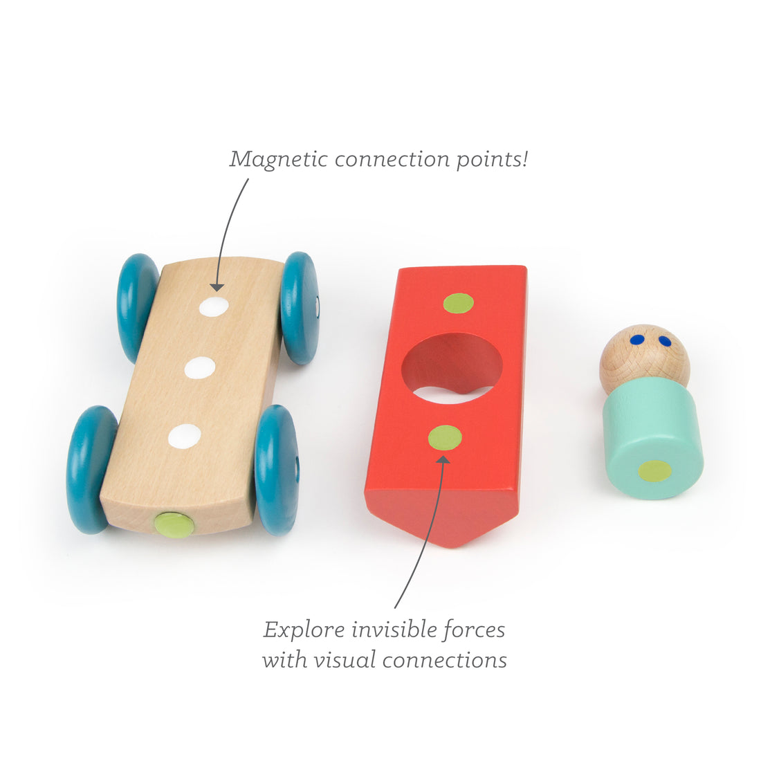 Tegu Magnetic Racers Poppy Racer Wooden Blocks