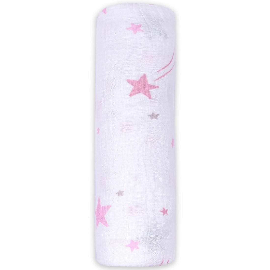Momeasy Cotton Swaddling Blanket (Single Pack) - 100x120cm - Shooting Stars Pink