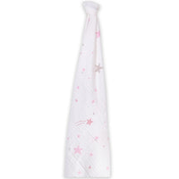 Momeasy Cotton Swaddling Blanket (Single Pack) - 100x120cm - Shooting Stars Pink