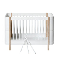 Oliver Furniture Wood Mini+ Cot Bed (With Junior Conversion Kit) - White/Oak