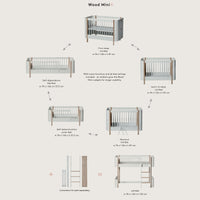 Oliver Furniture Wood Mini+ Cot Bed (With Junior Conversion Kit) - White/Oak