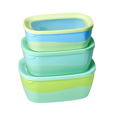 Rice DK Rectangular Two Tone Food Box Blue Green Set of 3