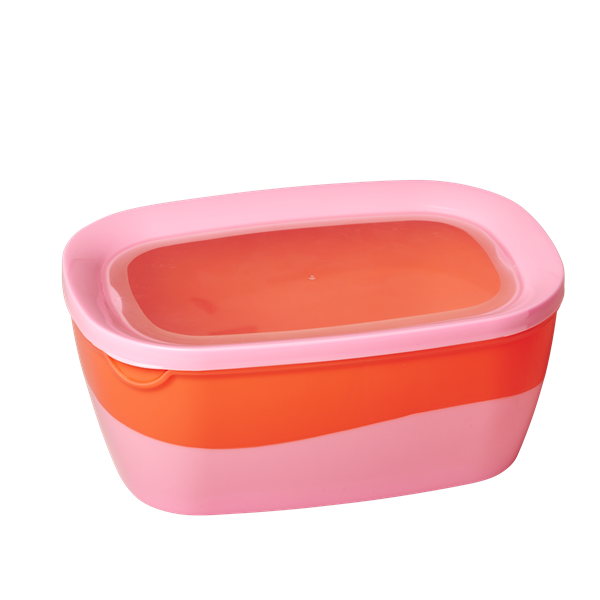 Rice DK Rectangular Two Tone Food Box Pink Orange Set of 3