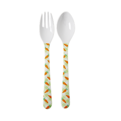 Rice DK Gingham and Carrot Spoon and Fork Set