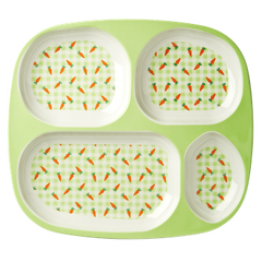 Rice DK Gingham and Carrot 4-Room Plate