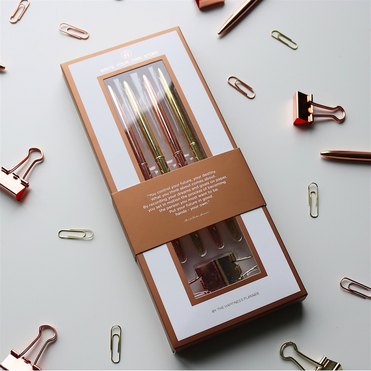 The Happiness Planner Set of 4 Pen Gold & Rose Gold
