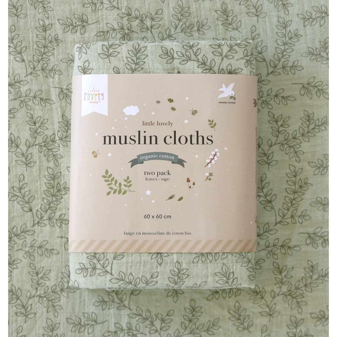 a-little-lovely-company-muslin-cloth-set-of-2-leaves-sage-baby-nursery-allc-mulegr02-00004