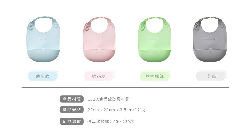 Miniware Roll & Lock Bib (Set of 2) - Silicone Bib in Aqua + Grey