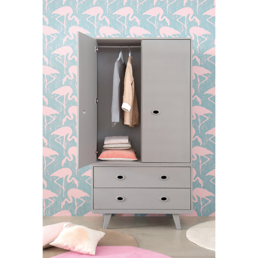 Laurette Armoire Toi & Moi Wardrobe Grey (Pre-Order; Est. Delivery in 3-4 Months)