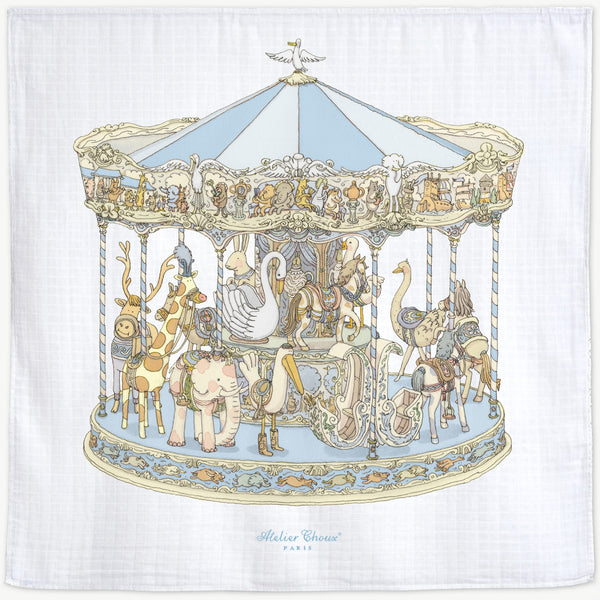 Atelier Choux 紗布包巾 - Carousel Blue (限量版) 100x100cm