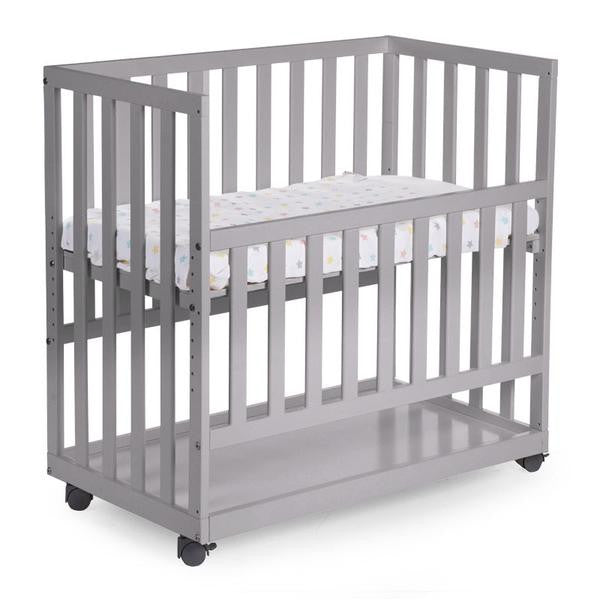 Childhome Bedside Crib Beech Stone Grey 50x90cm with Wheels