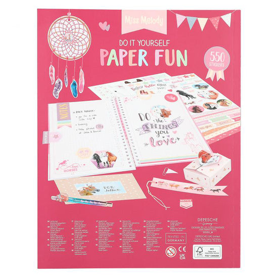 Depesche 12121 Miss Melody DIY Paper Fun – Livre créatif avec 32 pages colorées pour bricoler et concevoir des lettres, des cartes postales, etc. Avec autocollants pour chevaux Depesche 12121 Miss Melody DIY Paper Fun – Livre créatif avec 32 pages colorées pour bricoler et concevoir des lettres, des cartes postales, etc. Avec autocollants pour chevaux
