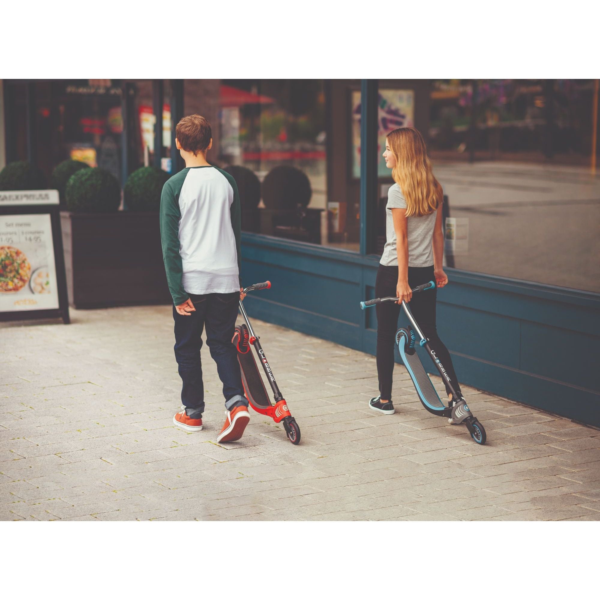 Globber Flow Foldable 125 Scooter - Black / Sky Blue (6Y+)