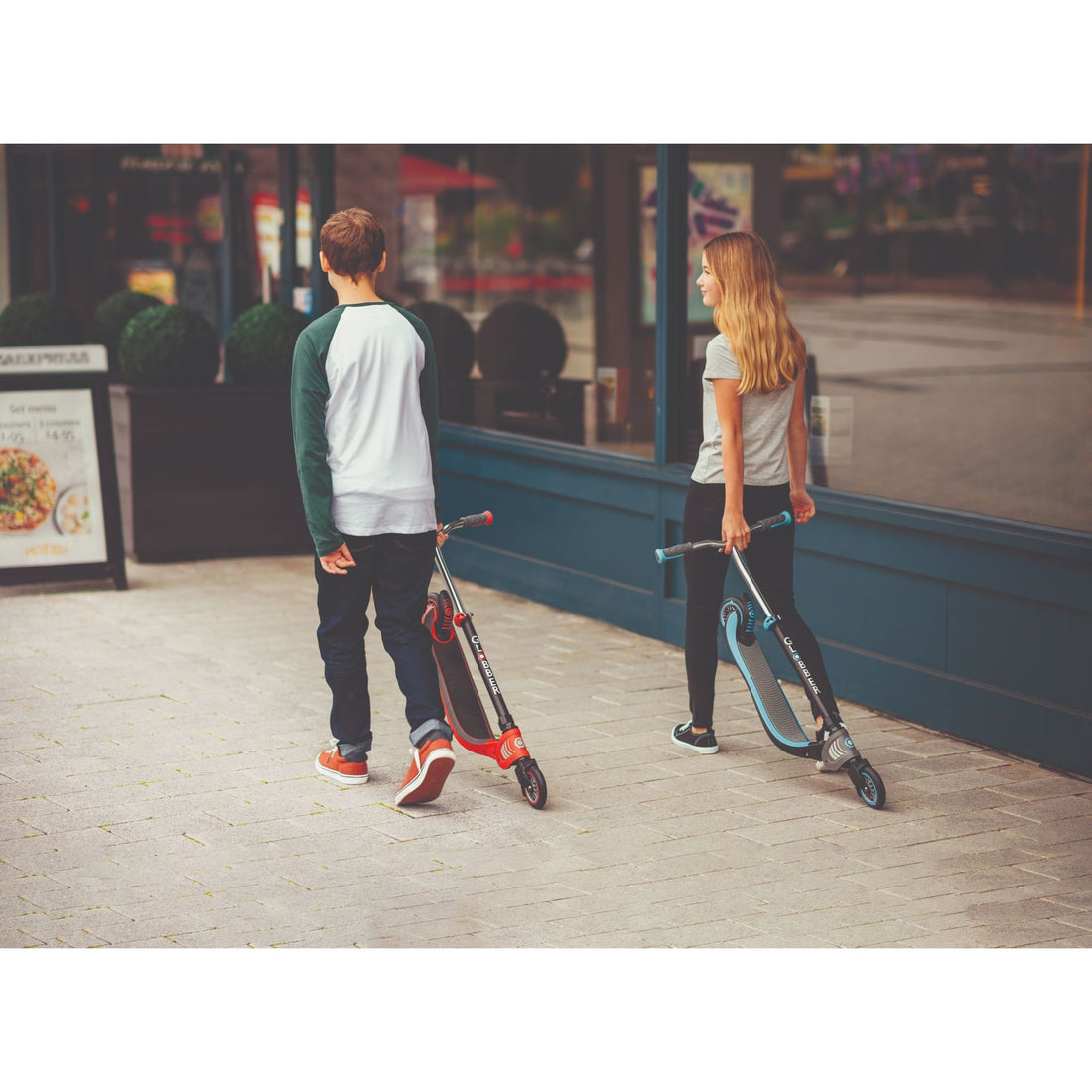 Globber Flow Foldable 125 Scooter - Black / Sky Blue (6Y+)