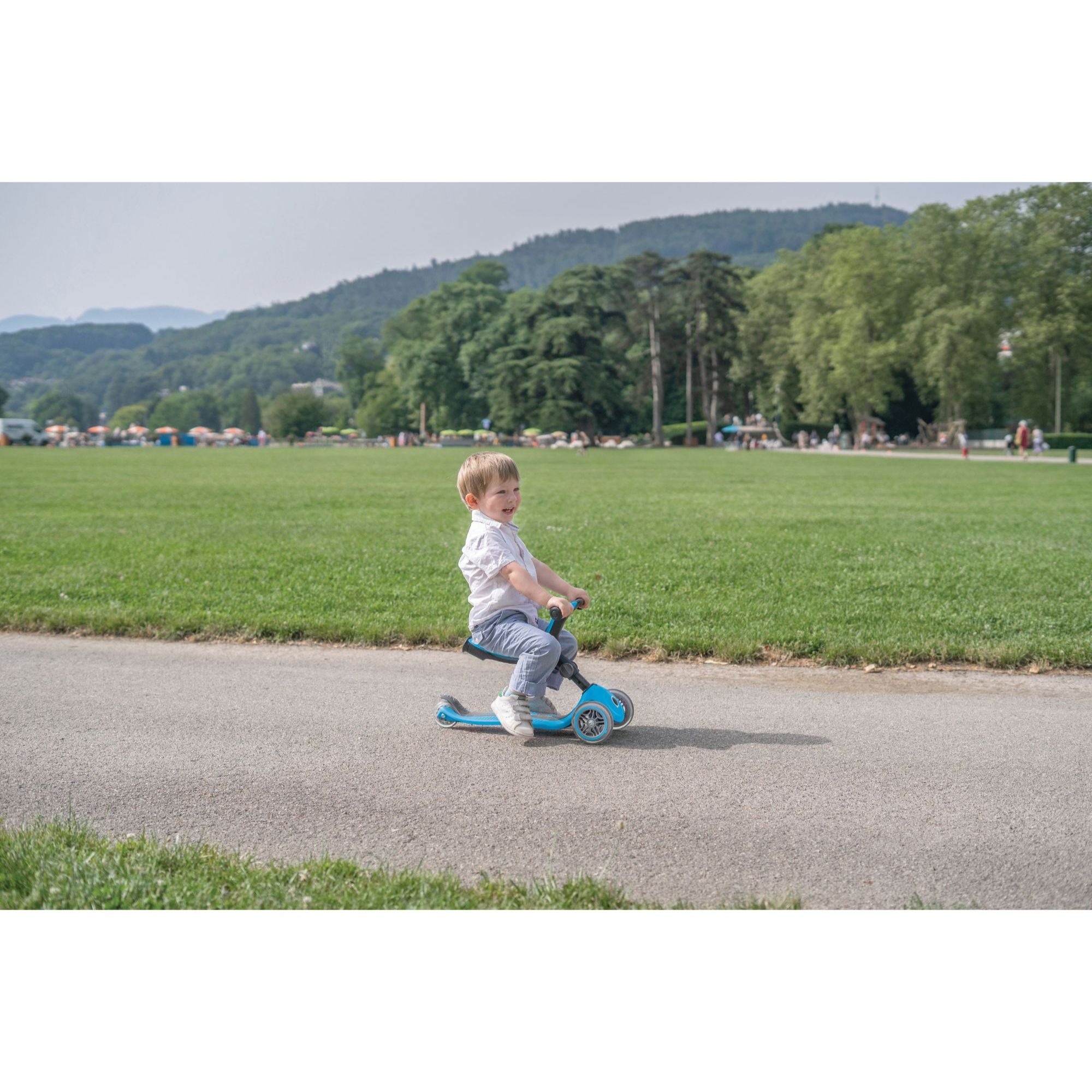 Globber Go Up Foldable Plus Lights Scooter - Pastel Blue (15m – 7y)