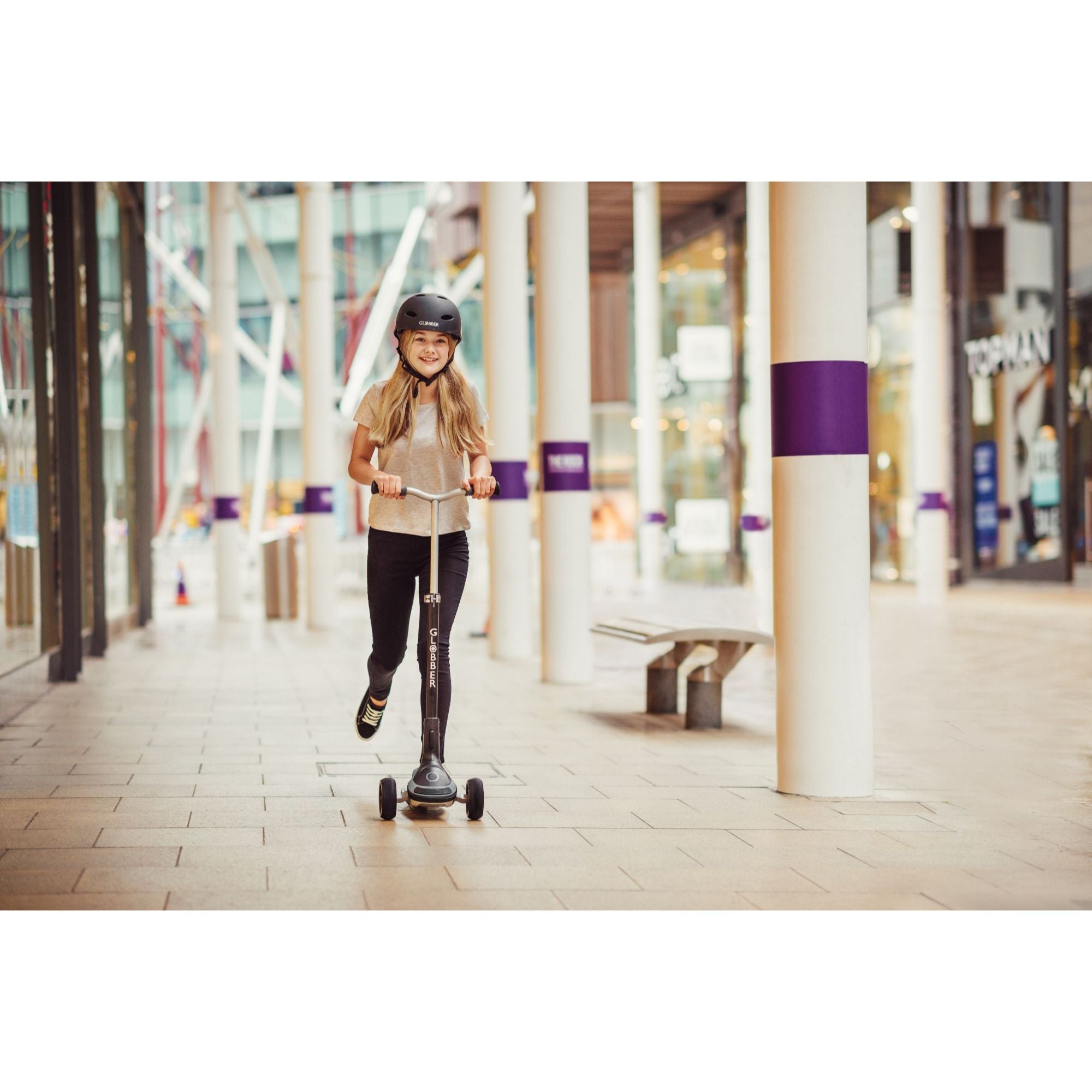 Globber Ultimum Lights Foldable Scooter - Black / Charcoal Grey (5Y+)