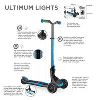 Globber Ultimum Lights Foldable Scooter - Sky Blue (5Y+)