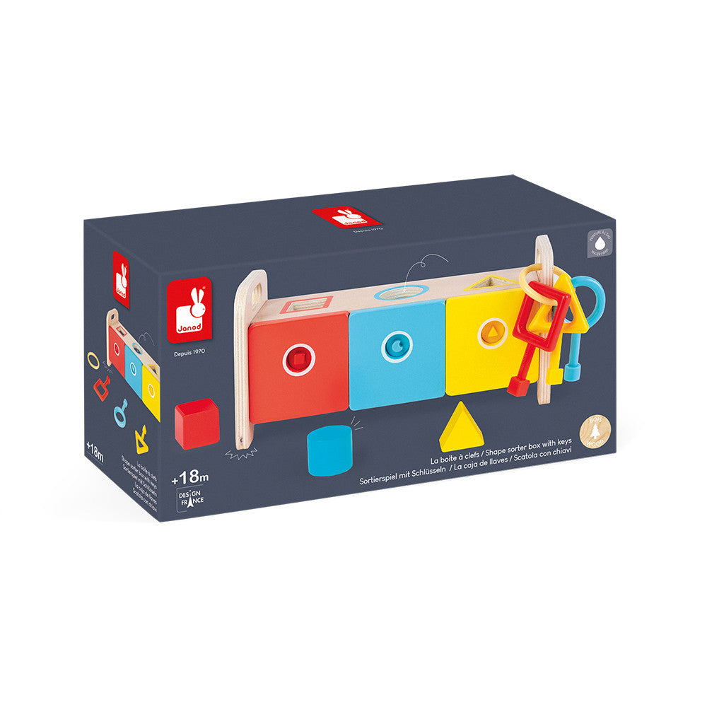 Janod Essentiel - Shape Sorter Box with Key