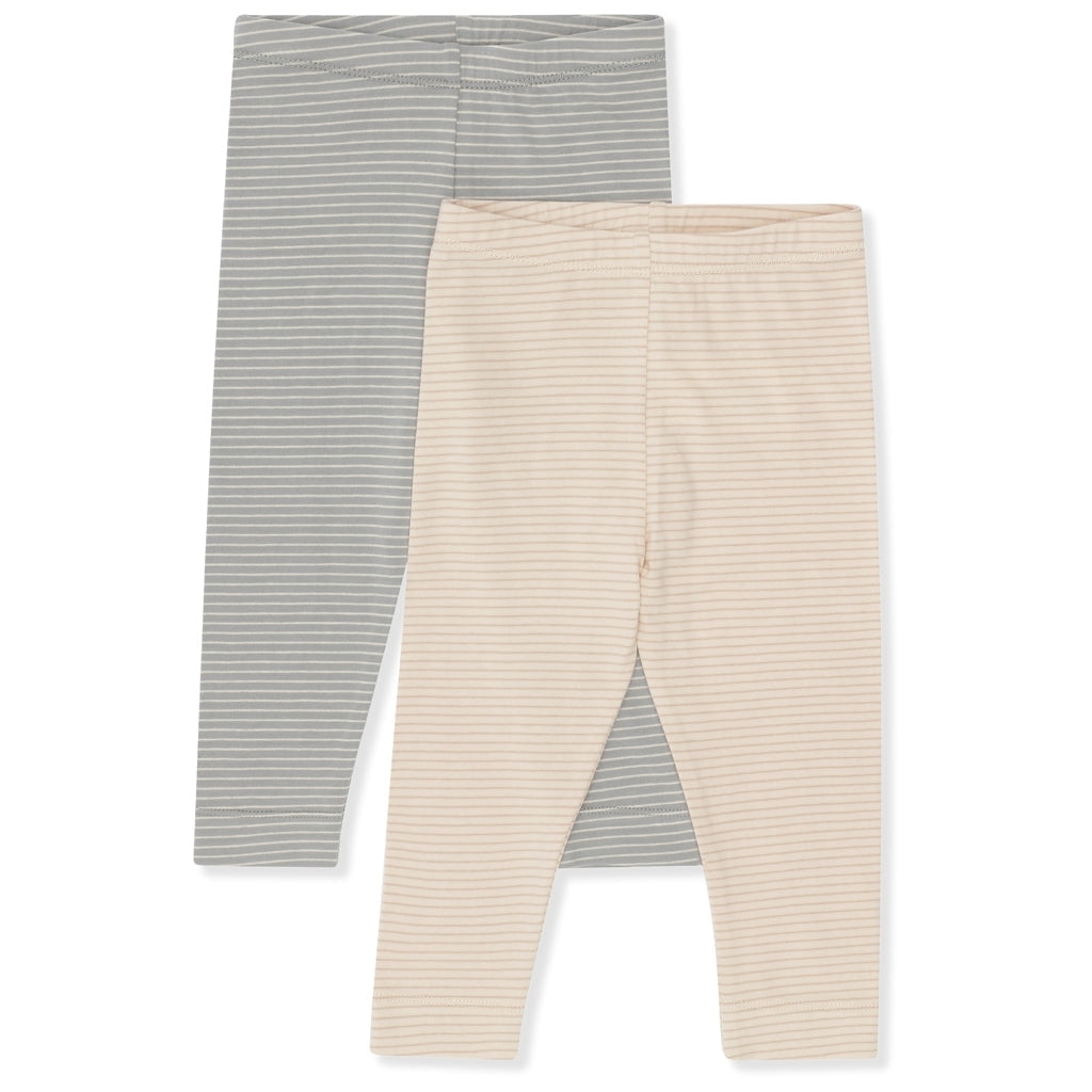 konges-sløjd-2-pack-basic-leggings-sleet-oxford-tan-stripe-kong-s22ks2770-sots-9-10y-