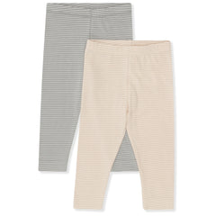 konges-sløjd-2-pack-basic-leggings-sleet-oxford-tan-stripe-kong-s22ks2770-sots-9-10y-