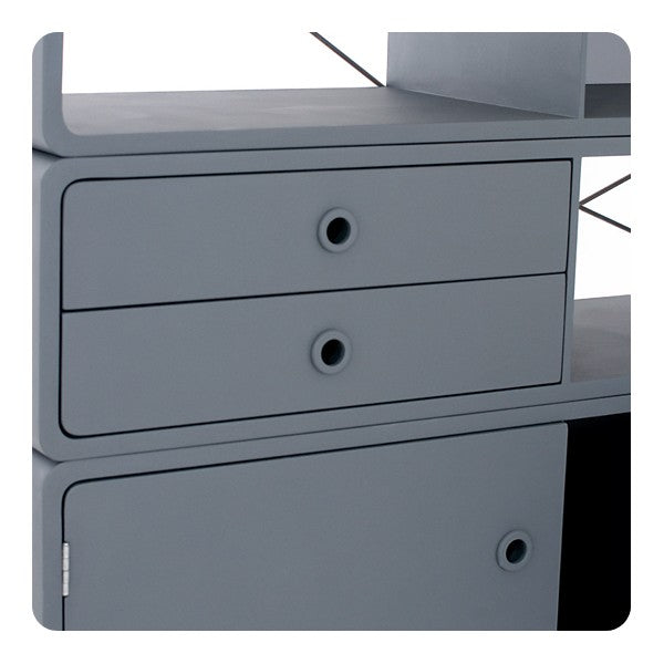Laurette Bibliothèque Enigme Drawer & Shelf Grey Turquoise (Pre-Order; Est. Delivery in 3-4 Months)