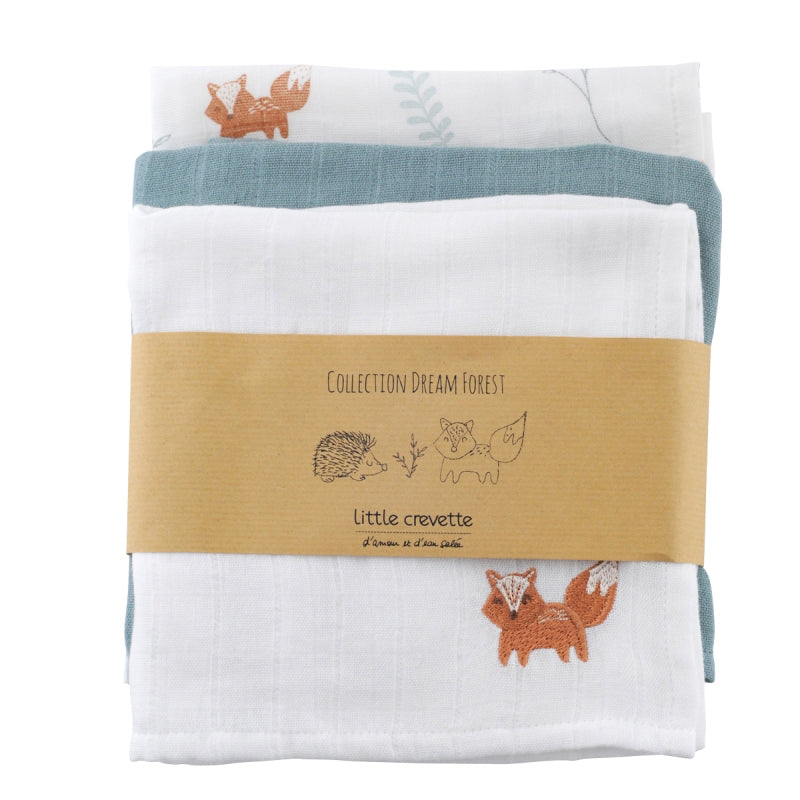 little-crevette-set-of-3-swaddles-60x60-cm-dream-forest-2