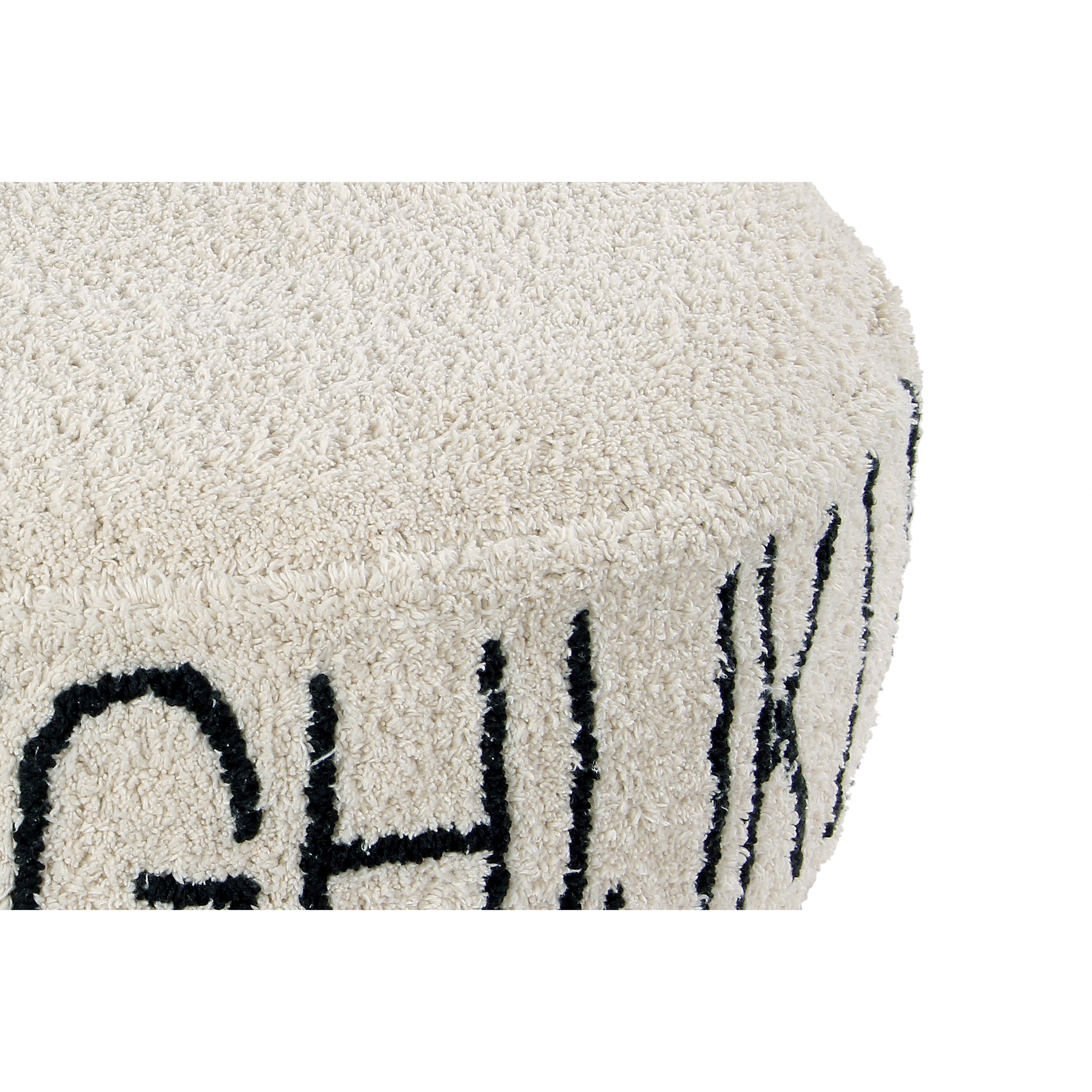 Lorena Canals ABC Natural Black Machine Washable Pouffe