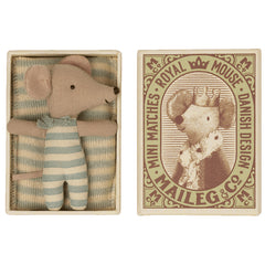 Maileg Baby Mouse, Sleepy/Wakey In Mathcbox Boy