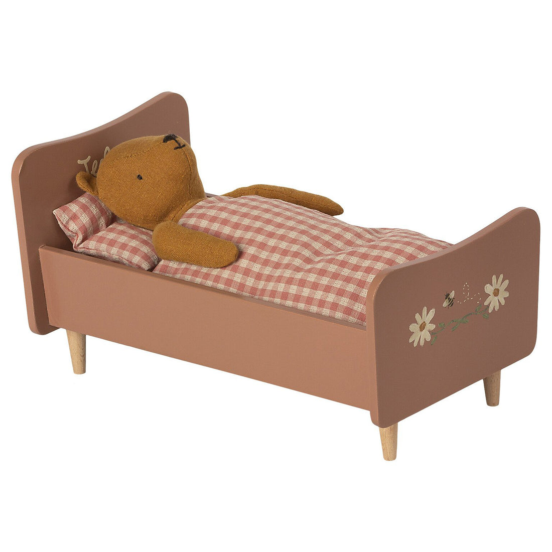 Maileg Wooden Bed, Teddy Mom - Rose  Petit Bazaar
