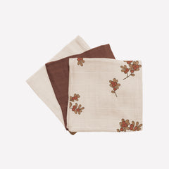Main Sauvage 3 Pack Muslin Wipes - Airelles / Ecru / Nut