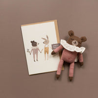 Main Sauvage Folded A5 Card - Teddy and Bunny