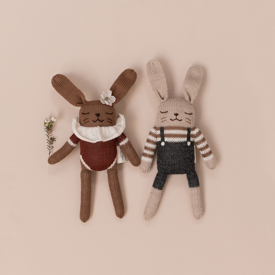 Main Sauvage Knit Toy - Bunny - Black Overalls