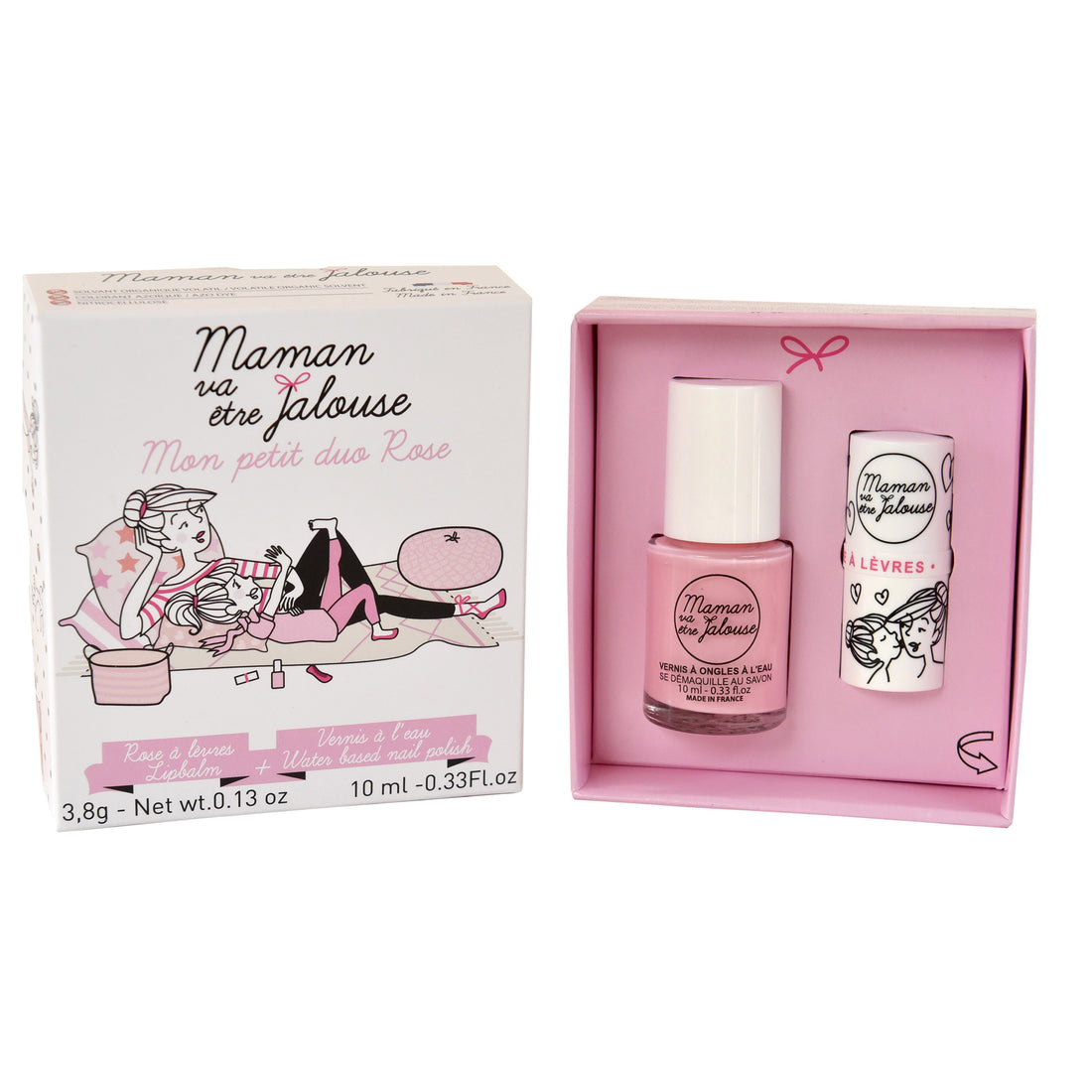 Maman va être Jalouse Gift Box Mon Petit Duo Rose with Nail Polish & Lip Balm