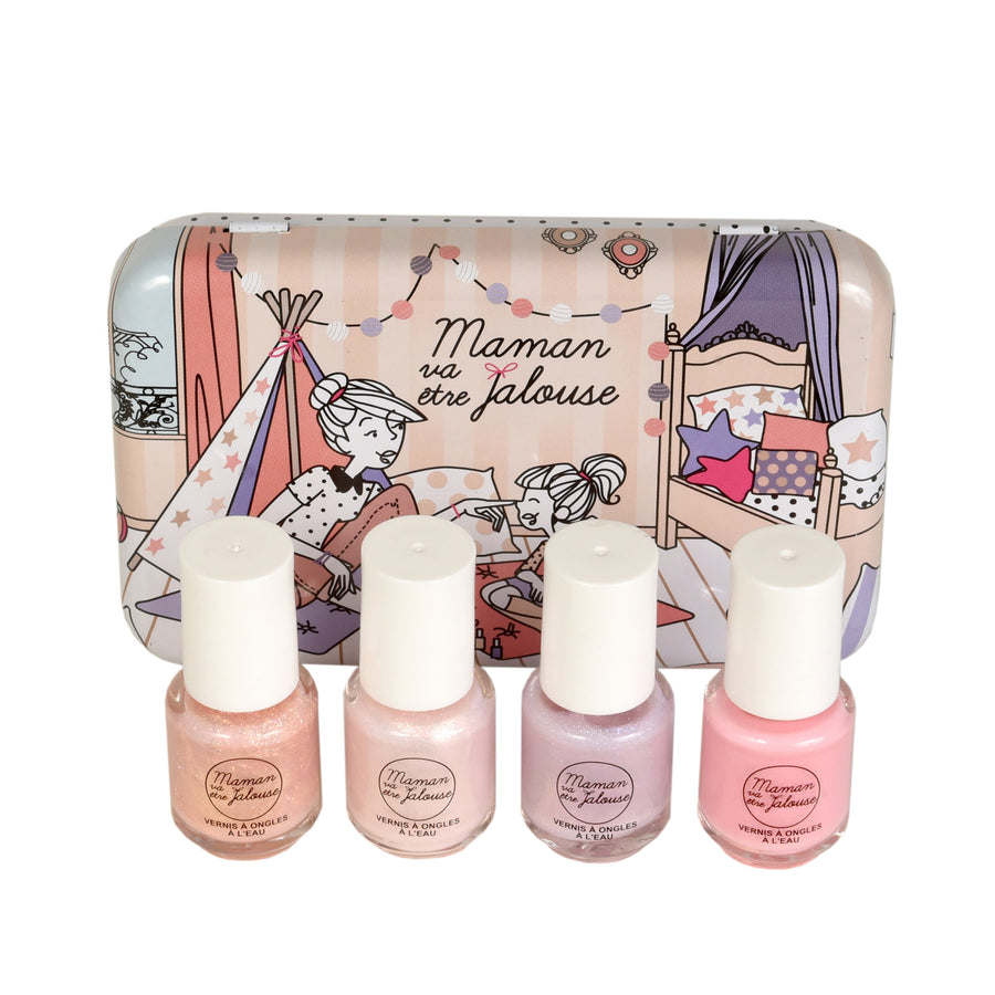 Maman va être Jalouse Metallic Box with 4 Mini Nail Polishes