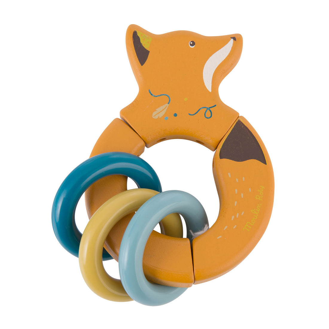 Moulin Roty Le Voyage D'olga Wood Ring Rattle Fox – Petit Bazaar