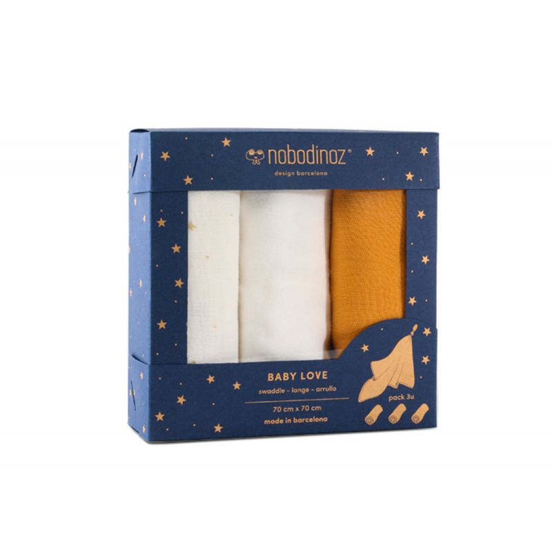 nobodinoz Swaddle Box Baby Love 3U Pack New Yellow