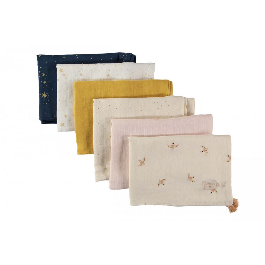 nobodinoz Treasure Summer Blanket Gold Stella/Night Blue