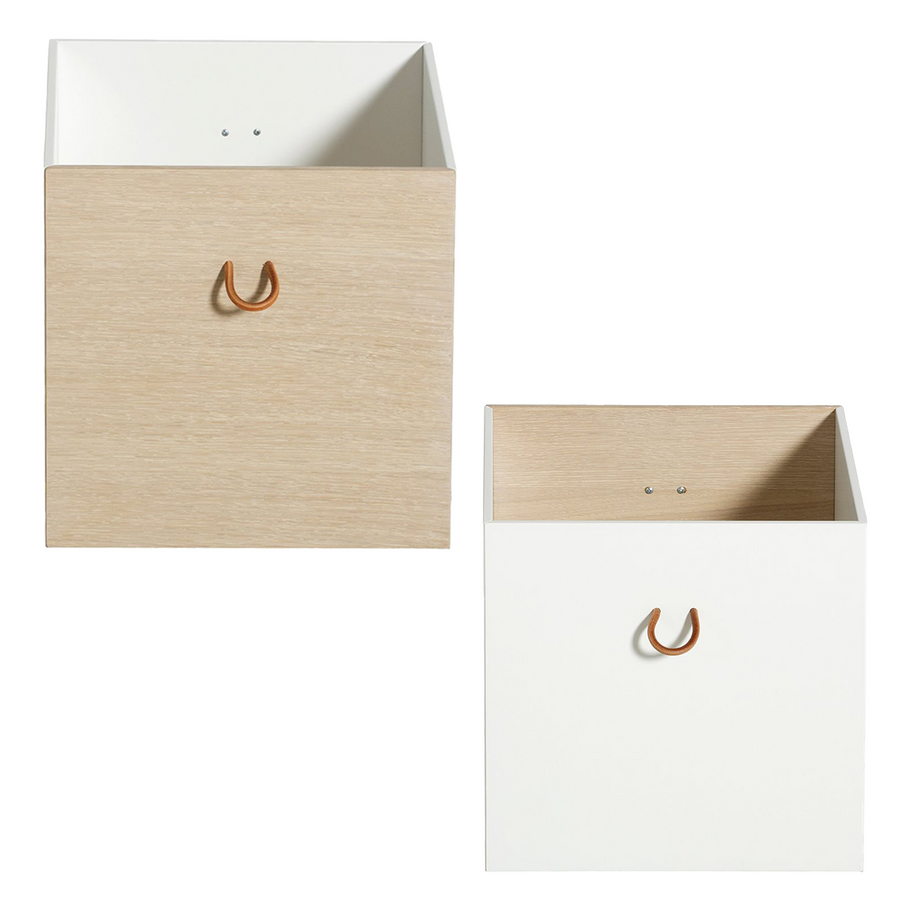 Oliver Furniture Wood Boxes for Wood Shelving Unit 2pcs White/Oak
