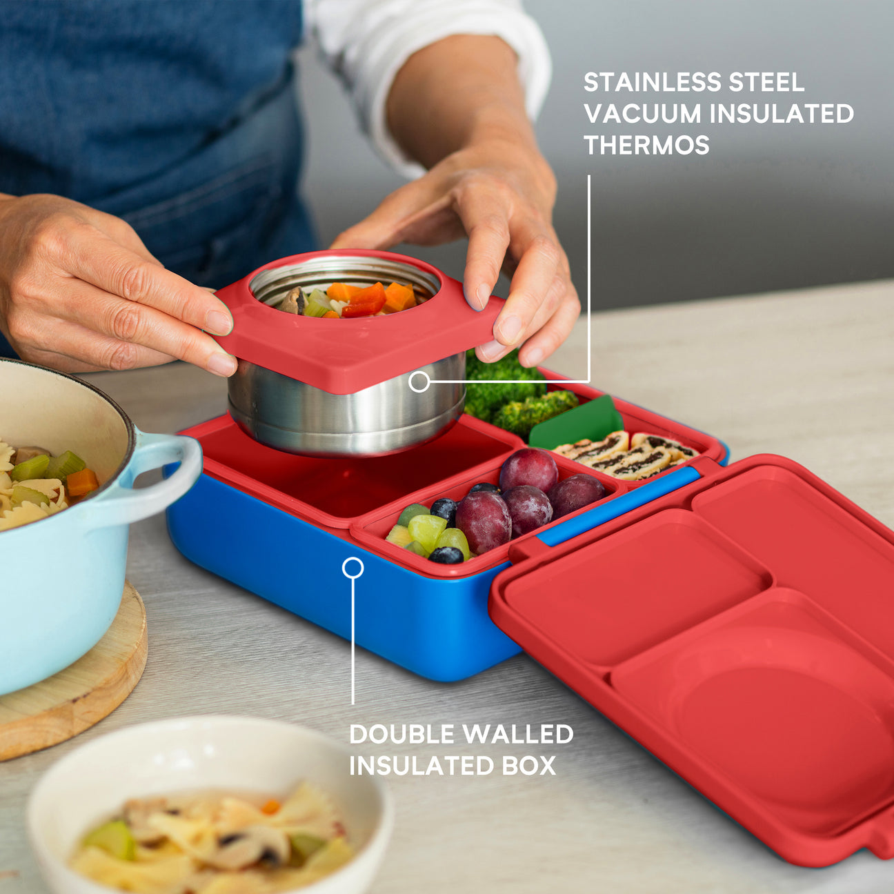 OmieBox Insulated Hot & Cold Bento Box V2 - Scooter Red