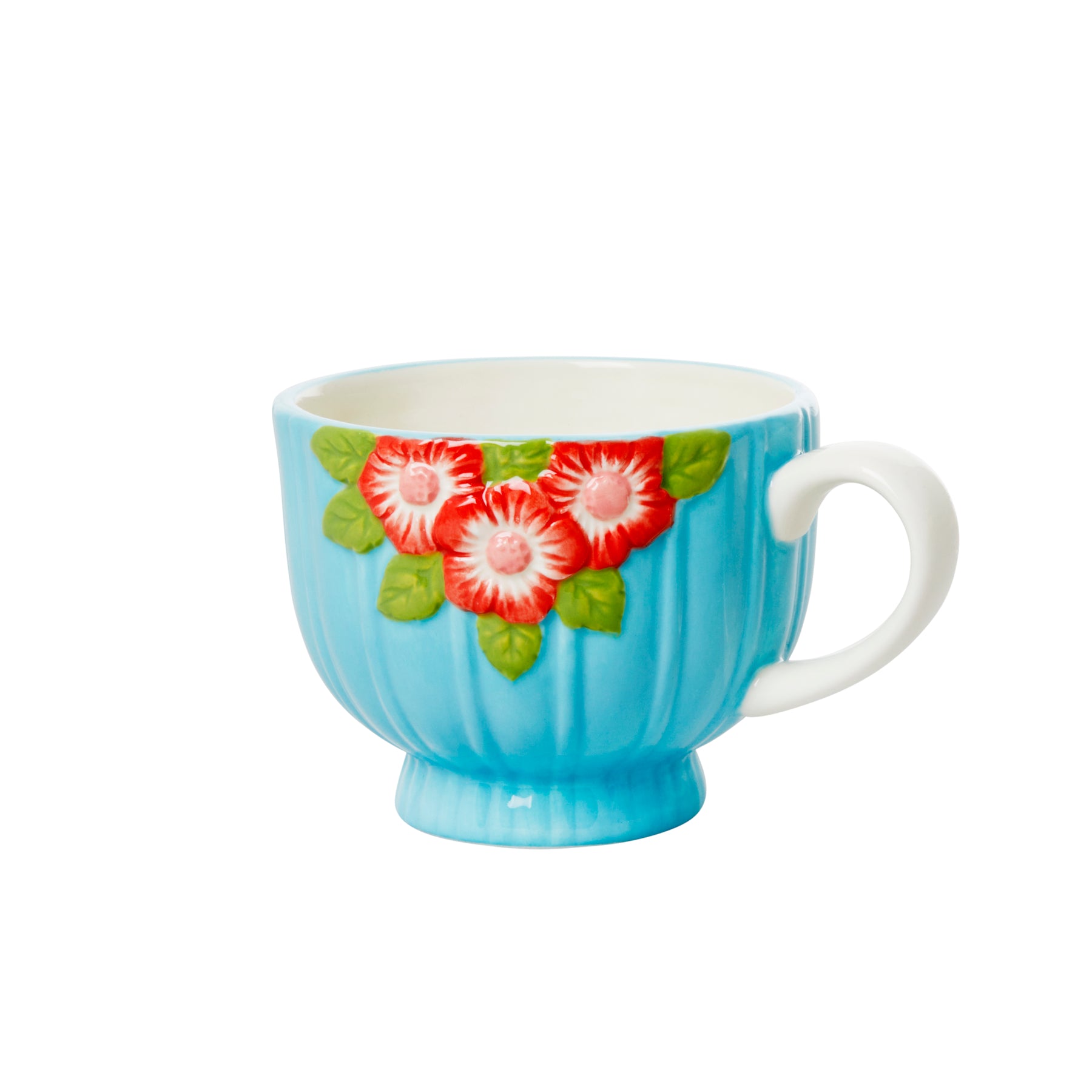 Rice DK Ceramic Mug with Embossed Flower Design - Mint