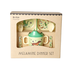 rice-dk-melamine-baby-dinner-set-in-gift-box-animal-green-print-4-pcs-rice-babox-4zanig-